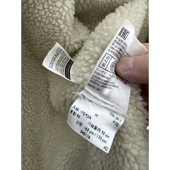 Levis Sherpa Lined Trucker Jacket Men M Snap Gray Soft Finish - Picture 5 of 5